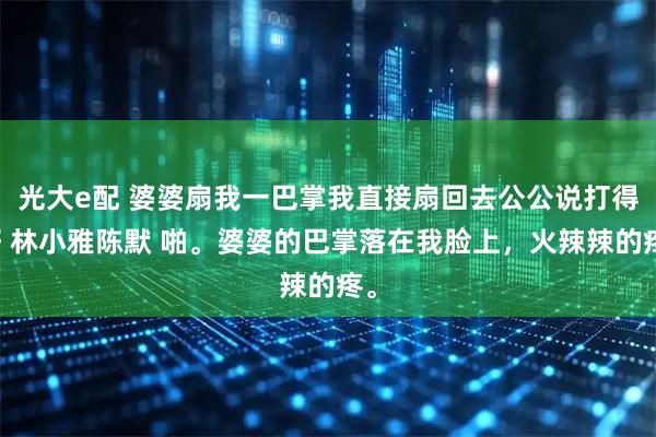 光大e配 婆婆扇我一巴掌我直接扇回去公公说打得好 林小雅陈默 啪。婆婆的巴掌落在我脸上，火辣辣的疼。